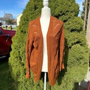 Burnt Orange Sweater Cardigan Size M